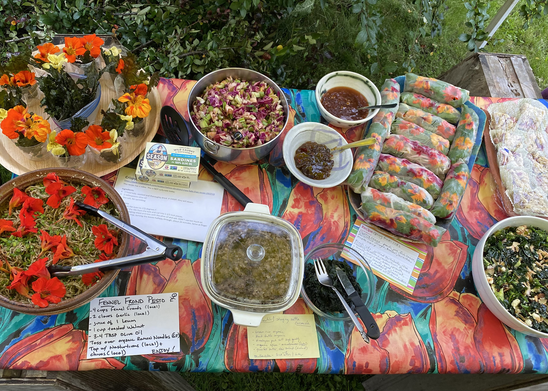 Picnic spread on a table